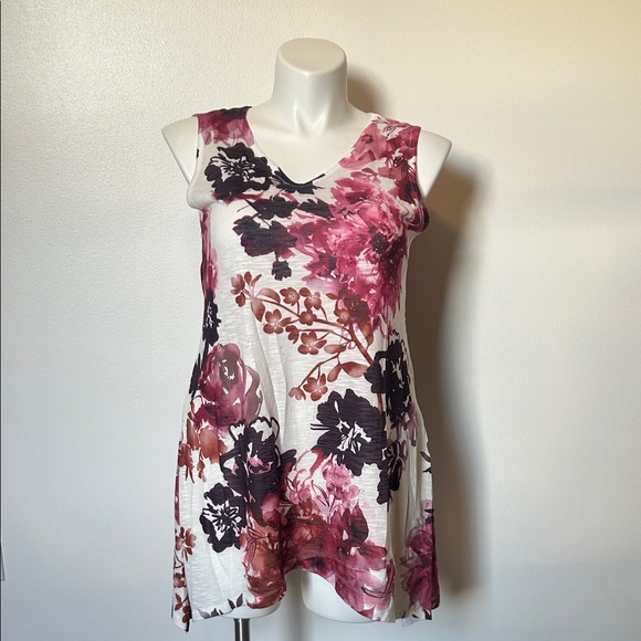 Time and Tru Multicolor Floral Tunic Top with Sparkles Size 1X - Picture 1 of 6